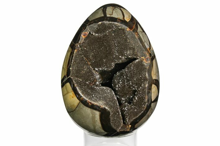 Septarian Dragon Egg Geode - Black Crystals #145253